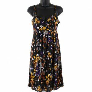 H&M Women's  Fairycore  Black Floral Flower Print Dress Small 4